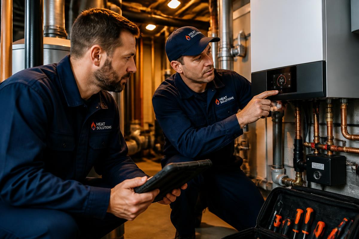 Technicien plombier chauffagiste au travail